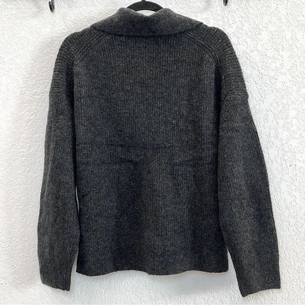 J. Crew Half Zip Stretch Merino Wool Sweater in Heather Charcoal NWT! size Large